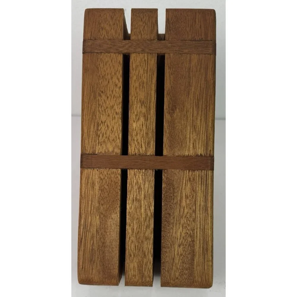 Vintage Wooden‎ 8 Slot Knife Block MCM Retro Kitchen Angled Countertop Organizer